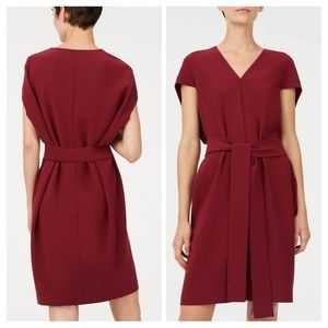 Club Monaco burgundy red belted tied cocoon Vanellie dress robe sz 00 BNWT